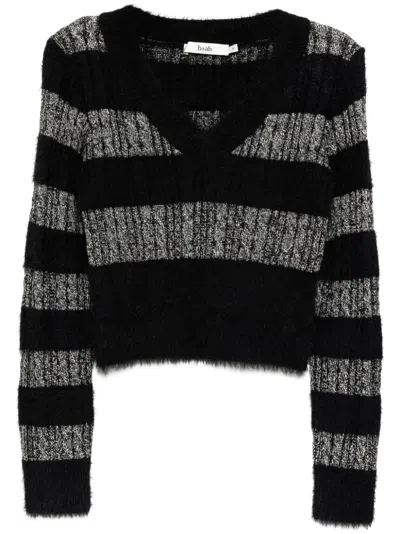 B+ab Striped Scarf Detail Knitted Top In Black