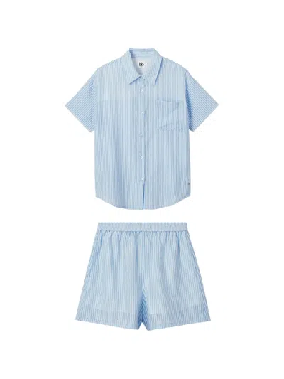 B+ab Striped Shirt Ad Shorts Set In Blue