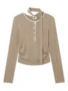 B+ab Striped Tie-neck Top In Brown