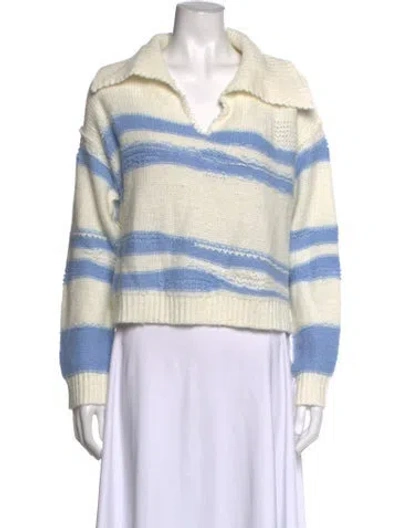 Pre-owned B+ab Striped V-neck Sweater In Neutrals