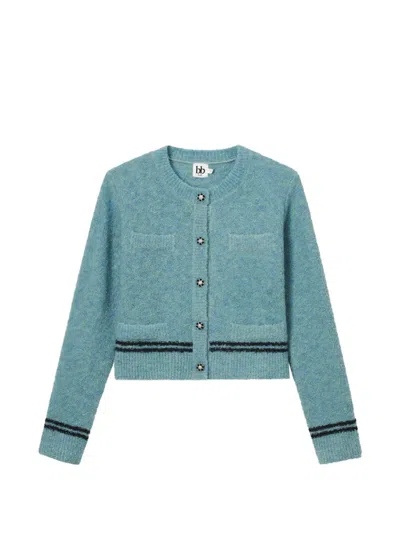 B+ab Stripe-detail Bouclé Cardigan In Blue