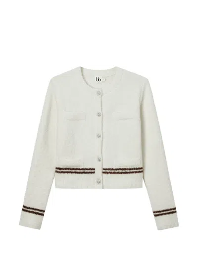 B+ab Stripe-trim Button-up Cardigan In Gray