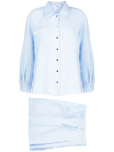 B+ab Textured Button-up Shirt In Blue