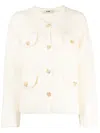 B+ab Textured Crew-neck Cardigan In Neutrals