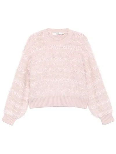 B+ab Textured Crew Neck Knit Sweatshirt In Pink