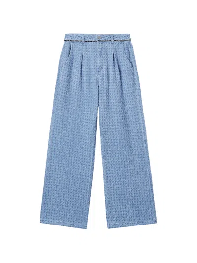B+ab Textured Pleated Trousers In Blue
