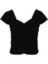 B+ab Textured Ruched-detail Top In Black