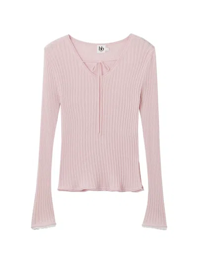 B+ab Tie Ribbed Top In Pink