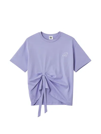 B+ab Tie-front Embroidery-detail T-shirt In Purple