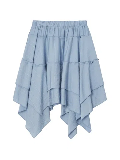 B+ab Tiered Asymmetric Short Skirt In Blue