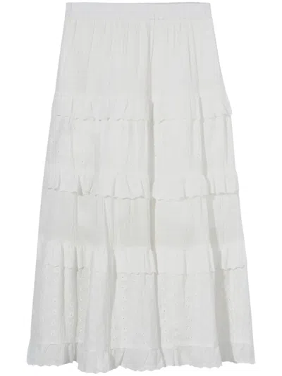 B+ab Tiered Lace-panel Maxi Skirt In 白色