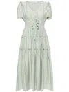 B+ab Tiered Ripstop Midi Dress In Green