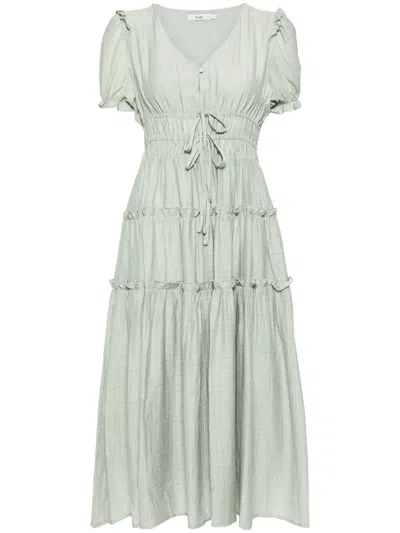 B+ab Tiered Ripstop Midi Dress In Green