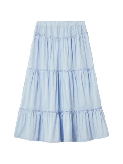 B+ab Tiered Ruffled Midi Skirt In Blue