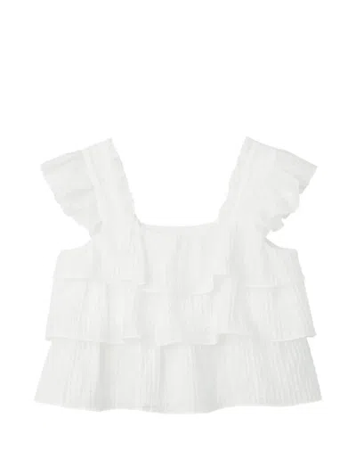 B+ab Tiered Ruffled Top In White