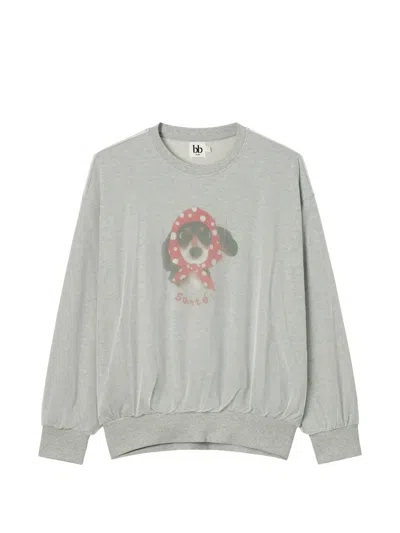 B+ab Tulle-overlay Graphic-print Sweatshirt In Gray