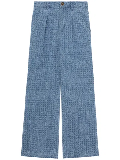B+ab Tweed Straight-leg Jeans In Blue