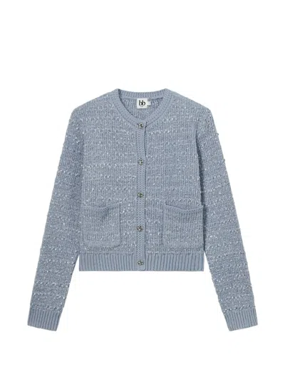 B+ab Tweed-effect Button-up Cardigan In Blue