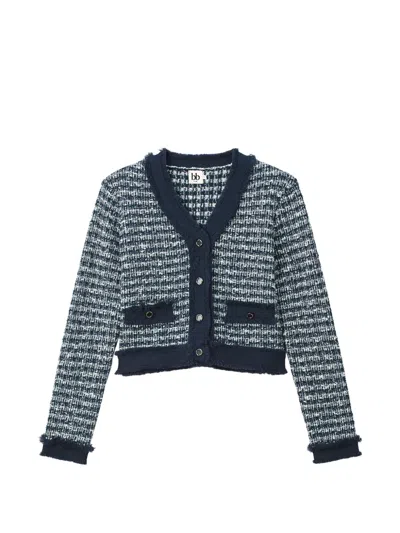 B+ab Tweed-effect Frayed Cardigan In Blue