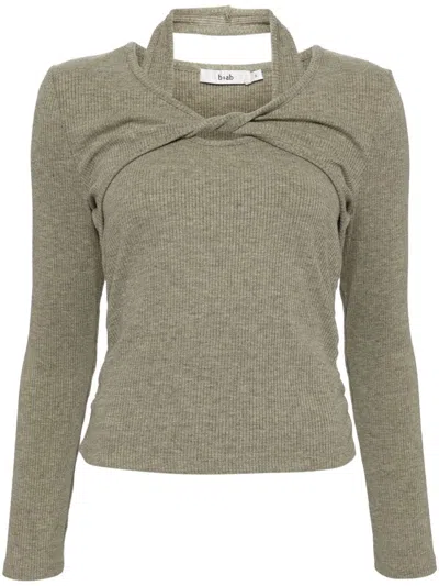 B+ab Twist Front Ribbed Top In Grey