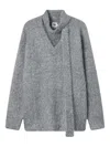 B+ab V-neck Attached-scarf Sweater In Gray