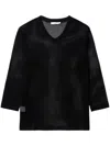 B+ab V-neck Mesh Top In Black