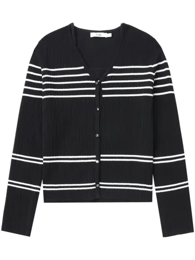 B+ab V-neck Striped Cardigan In Blue