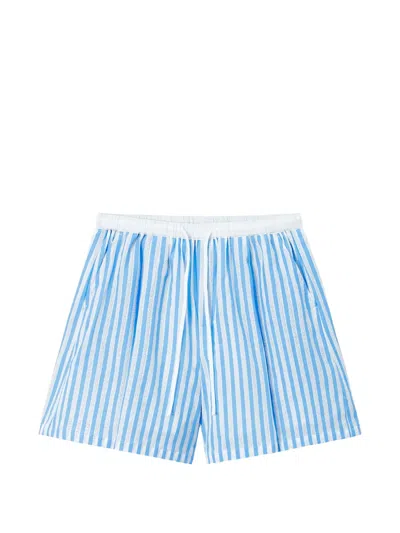 B+ab Vertical-stripe Drawstring Mini Shorts In Blue
