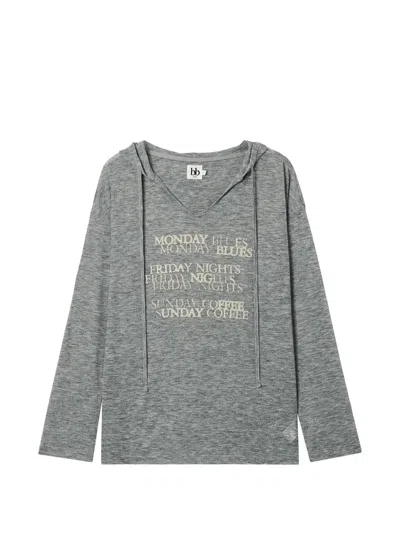 B+ab V-neck Hoodie In Gray