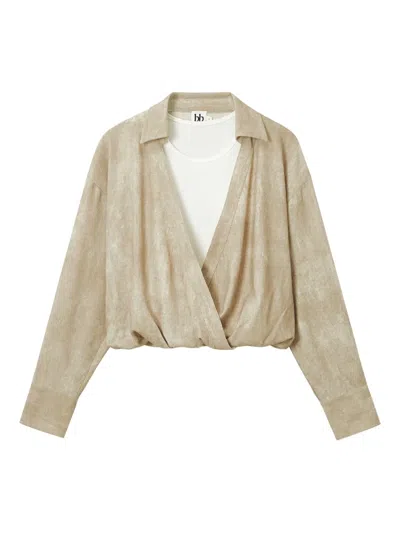 B+ab Wrap-effect Shirt Top In Brown
