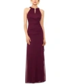 B & A By Betsy And Adam B A By Betsy Adam Ruched Halter Gown 2p 16 In Burgundy
