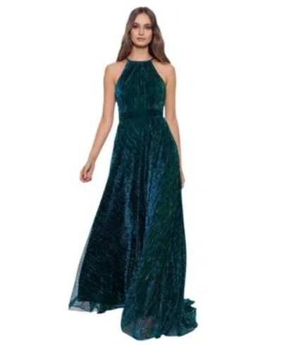 B & A By Betsy And Adam B A By Betsy Adam Womens Metallic Halter Gown In Blue