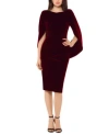 B & A By Betsy And Adam Betsy Adam Velvet Cape Dress 2p 22w In Burgundy