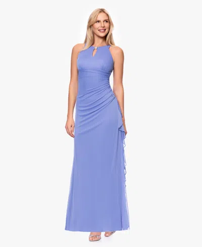 B & A By Betsy And Adam Betsy & Adam Petite Ruched Embellished Gown In Blue