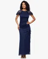 B & A By Betsy And Adam Betsy & Adam Women's Draped Lace-sleeve Gown
