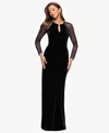 B & A By Betsy And Adam Betsy And Adam Women's Long Keyhole Neck Dress In Black