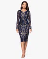 B & A By Betsy And Adam Petite Sequin Scoop Neck Long-sleeve Dress In Multi