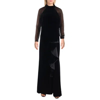 B & A By Betsy And Adam Petites Womens Illusion Velvet Evening Dress