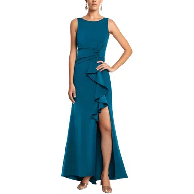 B & A By Betsy And Adam Petites Womens Ruffled Polyester Evening Dress