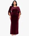 B & A By Betsy And Adam Plus Size Boat Neck Long Drape Back Dress In Burgundy