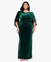 B & A By Betsy And Adam Plus Size Boat Neck Long Drape Back Dress In Green