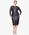B & A By Betsy And Adam Plus Size Sequin Long-sleeve Midi Dress In Multi
