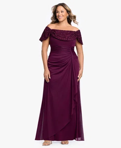 B & A By Betsy And Adam Plus Size Sleeveless Ball Gown In Purple