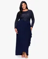 B & A By Betsy And Adam Plus Size Wrap Skirt Dress In Blue