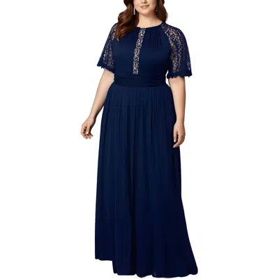 B & A By Betsy And Adam Plus Womens Scalloped Lace Evening Dress