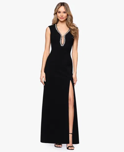 B & A By Betsy And Adam Women's Keyhole Neck Ball Gown In Black