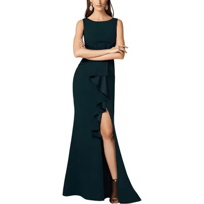 B & A By Betsy And Adam Womens Cascade Ruffle Sleeveless Evening Dress