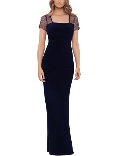 B & A By Betsy And Adam Womens Embellished Polyester Evening Dress In Black