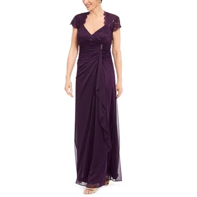 B & A BY BETSY AND ADAM WOMENS LACE TRIM EMPIRE WAIST EVENING DRESS