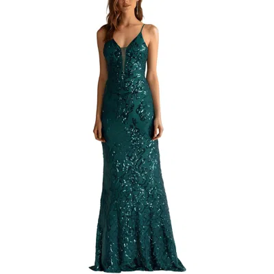 B & A By Betsy And Adam Womens Mesh Inset Polyester Evening Dress